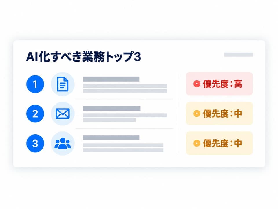 AI化すべき業務トップ3のサンプル